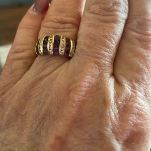 Beautiful amethyst and diamond channel ring